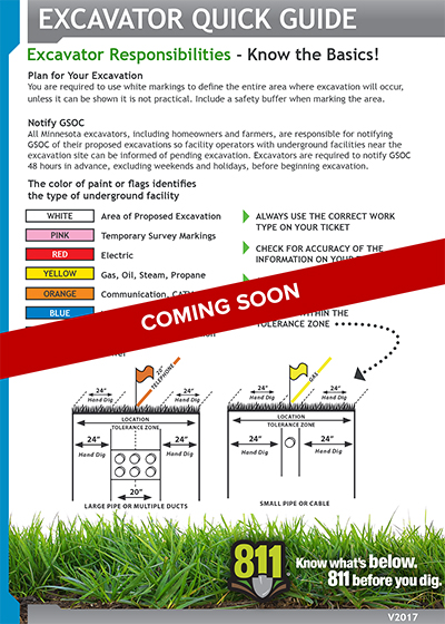 An image of the GSOC Excavator Quick Guide